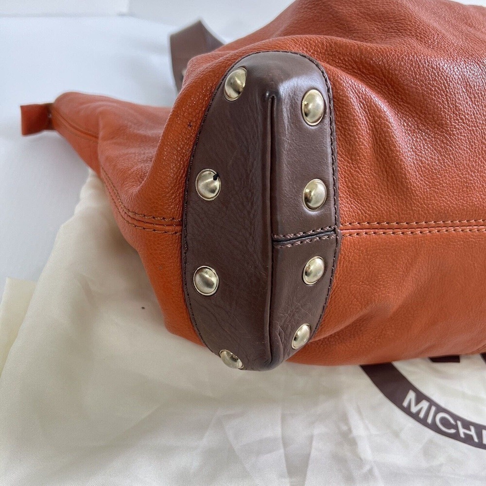 Vintage Michael Kors Shoulder Bag Pebble Leather Pumpkin Brown Boho Dust Bag - Picture 9 of 16